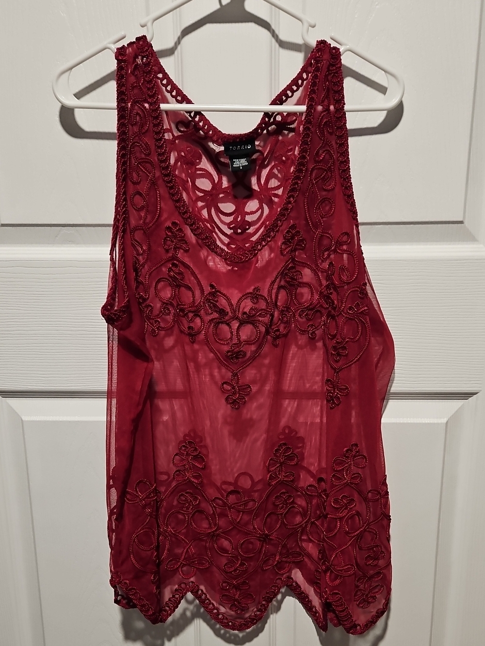 Torrid Wine Red Embroidered Mesh Camisole Gorh Chic 3X
